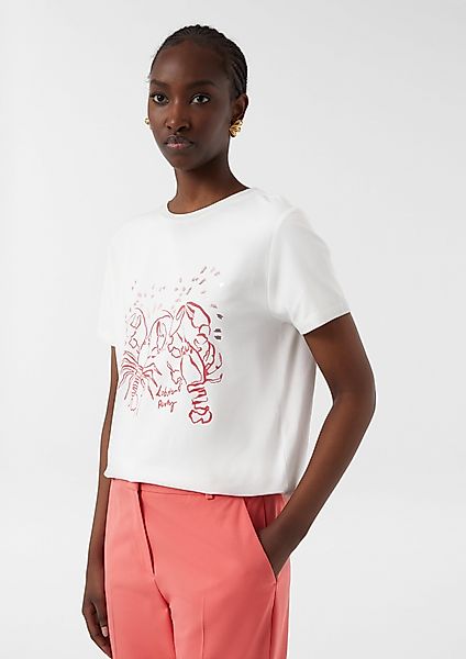 Comma Kurzarmshirt Jersey-T-Shirt mit Artwork Artwork günstig online kaufen