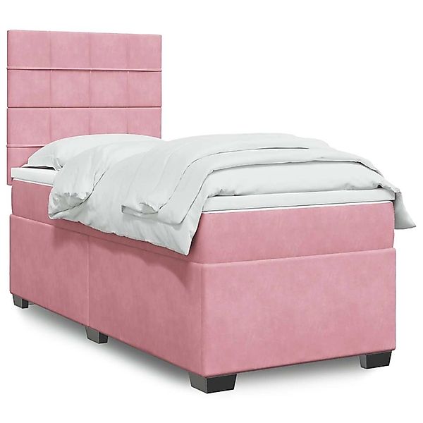 vidaXL Boxspringbett mit Matratze Rosa 80x200 cm Samt 3293067 günstig online kaufen