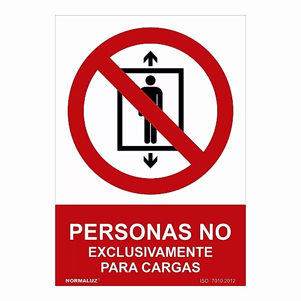 Schild Normaluz Personas No, Exclusivamente Para Cargas Pvc (30 X 40 Cm) günstig online kaufen