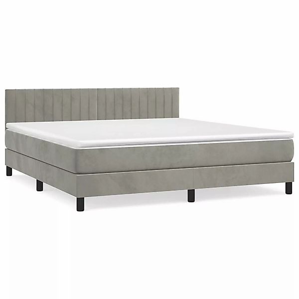 vidaXL Boxspringbett mit Matratze Hellgrau 160x200 cm Samt1397724 günstig online kaufen