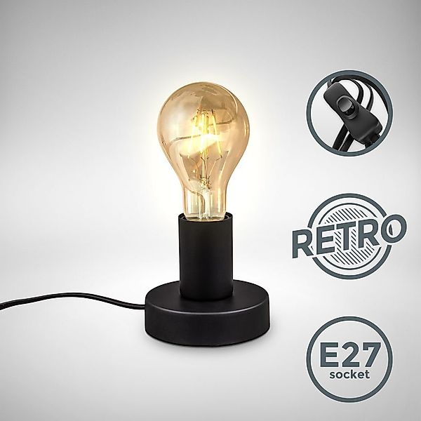 B.K.Licht Tischleuchte Tischlampe Schwarz E27 Ø10cm günstig online kaufen