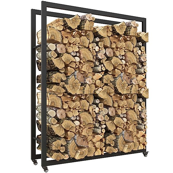 Outsunny Kaminholzregal Brennholzregal mit Rollen, BxTxH:120x32x151 günstig online kaufen