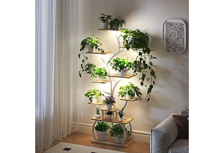VINGLI Blumenständer Pflanzenständer mit LED-Wachstumslampen, 10-stöckiges günstig online kaufen