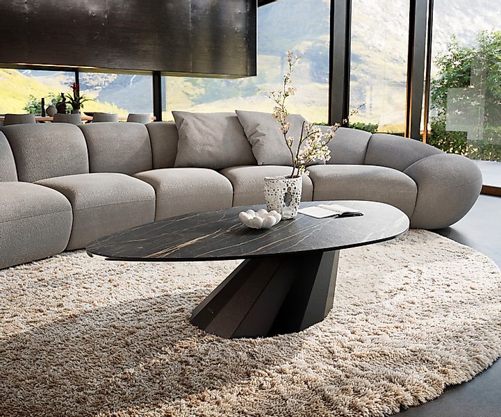 Couchtisch Edge Organisch 140x76 cm Keramik Laminam® Noir Desir Braun Parab günstig online kaufen