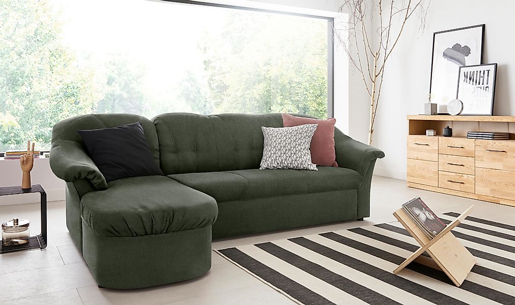 DOMO collection Ecksofa »Pegnitz, elegante Rückensteppung, kompakte Stellma günstig online kaufen