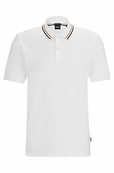BOSS Poloshirt "Penrose 38" aus Baumwolle mit gestreiftem Kragen, slim fit günstig online kaufen