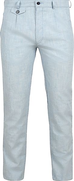 Suitable Chino Pico Pleat Cotton Linen Glencheck Hellblau - Größe 25 günstig online kaufen