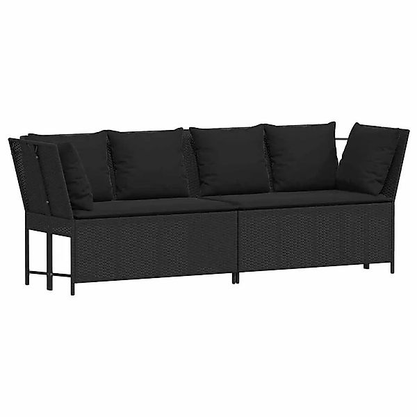 vidaXL Gartensofa mit Kissen Schwarz Poly Rattan 4104122 günstig online kaufen