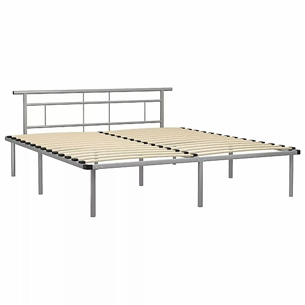 Bettgestell Grau Metall 200x200 Cm günstig online kaufen