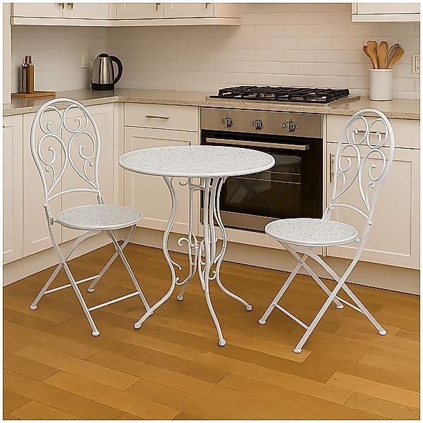 HTI-Living Küchentisch Essgruppe 3-teilig Lani Weiß günstig online kaufen