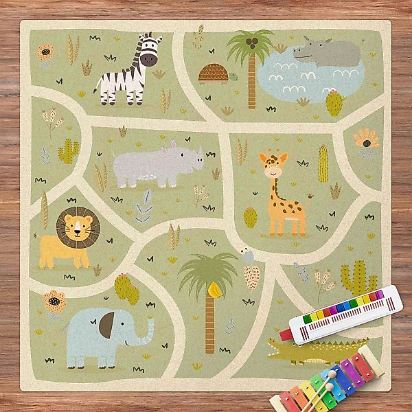Kork-Spielteppich Safari - Die große Vielfalt der Tiere günstig online kaufen
