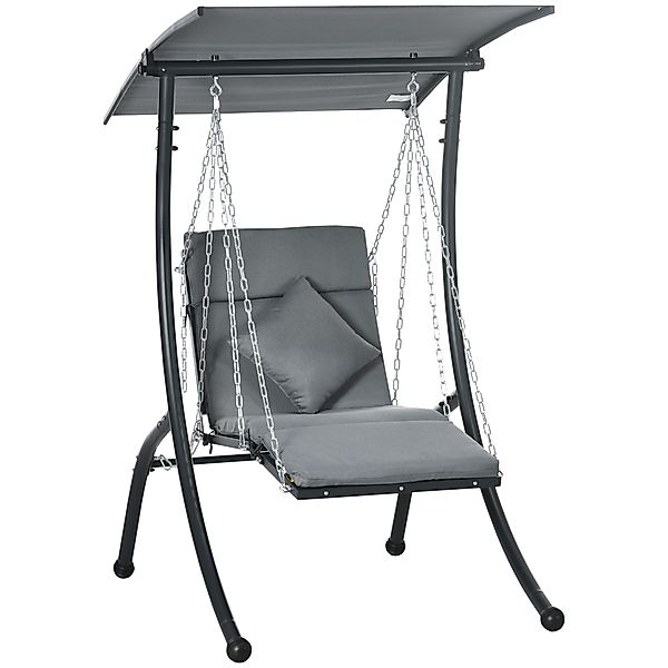 Outsunny Hollywoodschaukel Gartenschaukel mit Kissen & verstellbarem Sonnen günstig online kaufen