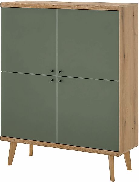 Home affaire Highboard "MAVAS" in moderner Trendfarbe, Griffe aus Metall (S günstig online kaufen