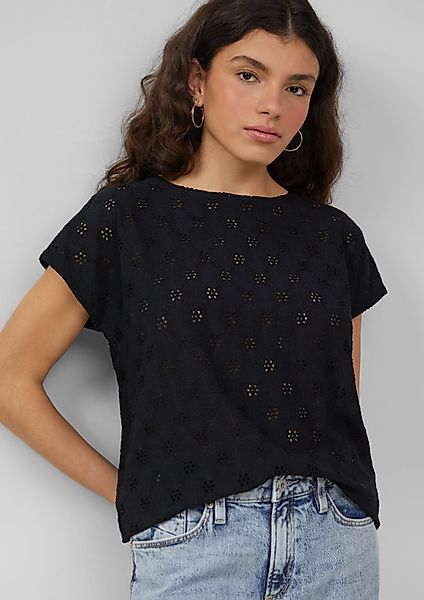 QS Kurzarmshirt Shirt mit Lochstickerei Lochstickerei günstig online kaufen