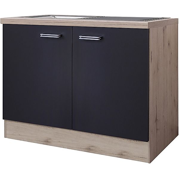 Flex-Well Exclusiv Küchen-Spülenunterschrank Lara 100cm Anthrazit-San Remo günstig online kaufen