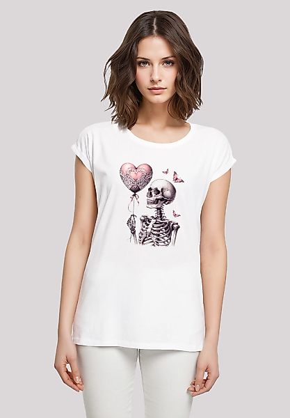F4NT4STIC T-Shirt "Skelett hält Herzballon" Premium Qualität günstig online kaufen