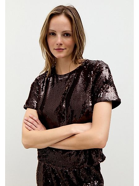 MORE&MORE Kurzarmbluse glitzernde Glam-Partybluse, Pailletten günstig online kaufen