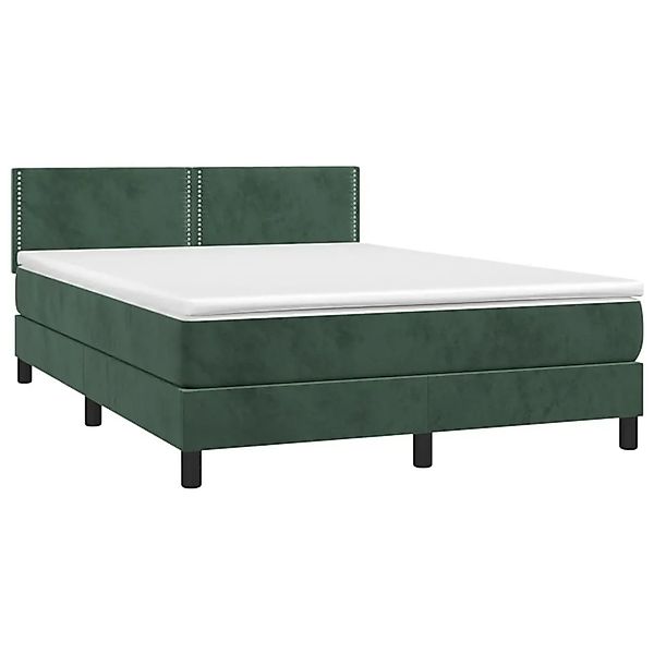 vidaXL Boxspringbett mit Matratze Dunkelgrün 140x190 cm Samt 3141242 günstig online kaufen