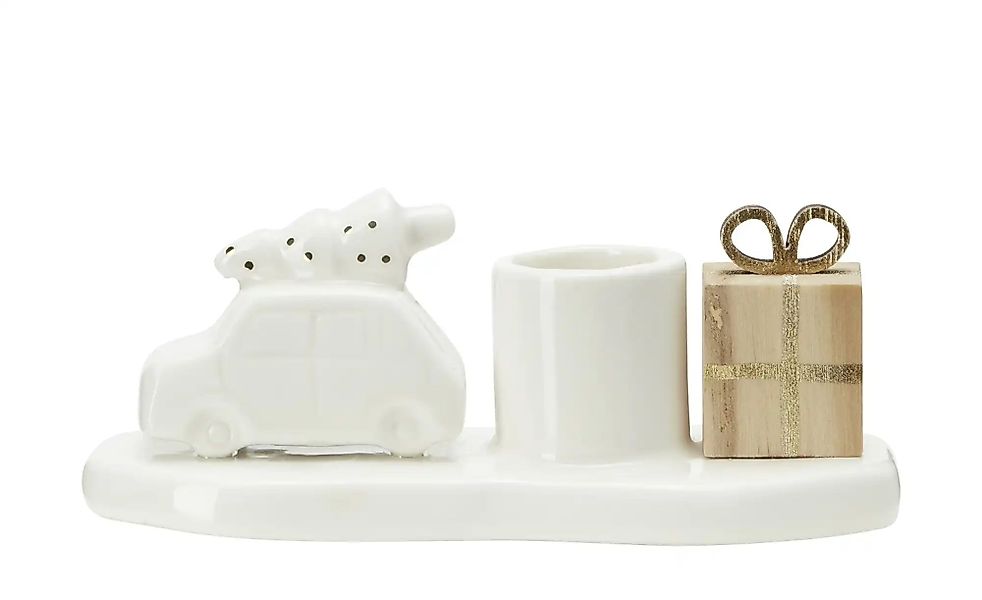HOME STORY Kerzenhalter   ¦ weiß ¦ Dolomite ¦ Maße (cm): B: 13 H: 5 T: 5.5 günstig online kaufen