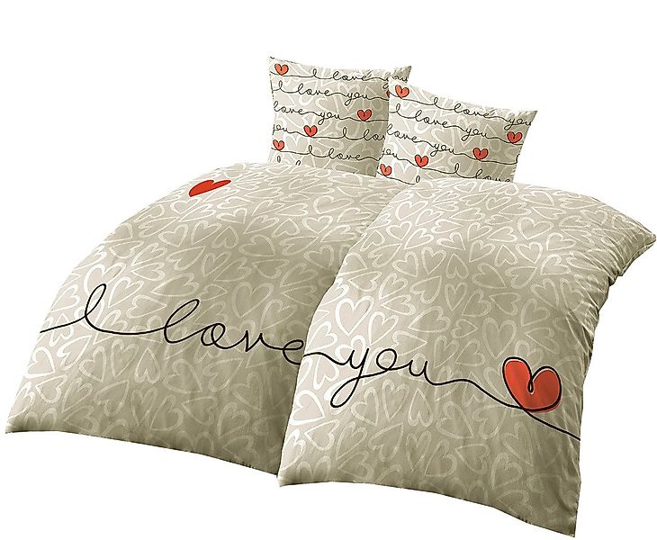 Leonado Vicenti Bettwäsche Love You Schriftzug aus Hochwertiger Mikrofaser, günstig online kaufen