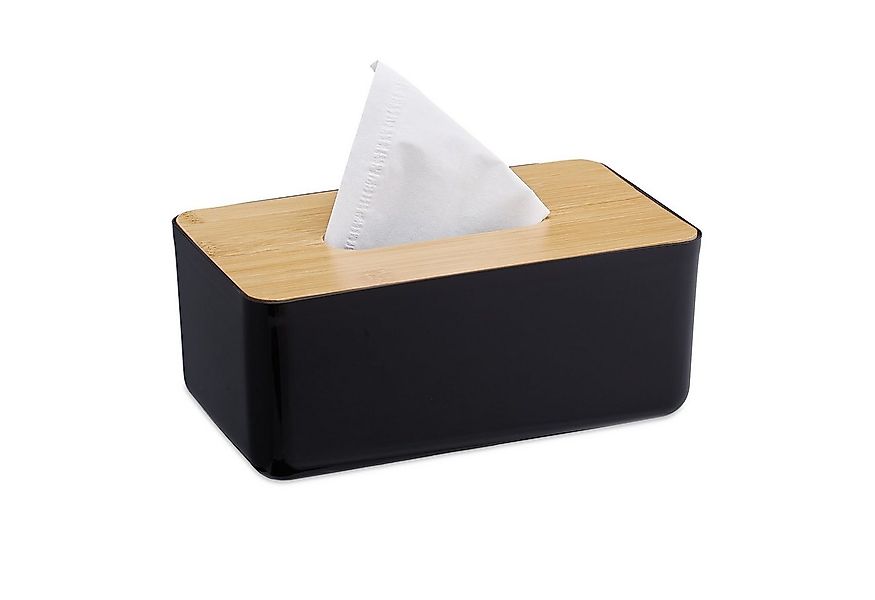 relaxdays Papiertuchbox Kosmetiktücher Box mit Holz-Deckel, schwarz günstig online kaufen