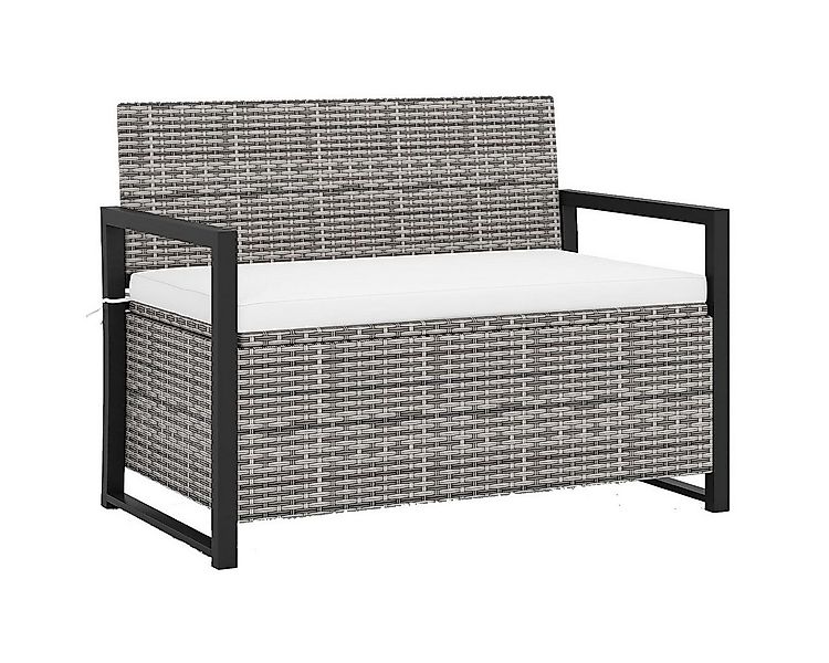 COSTWAY Gartenbank, mit verstecktem Stauraum und Kissen, Rattan, bis 360 kg günstig online kaufen