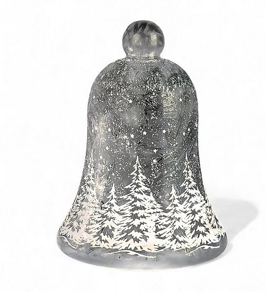 formano LED Dekolicht Glas-Glocke Weihnachten Frosty Silber 22 cm mit Timer günstig online kaufen
