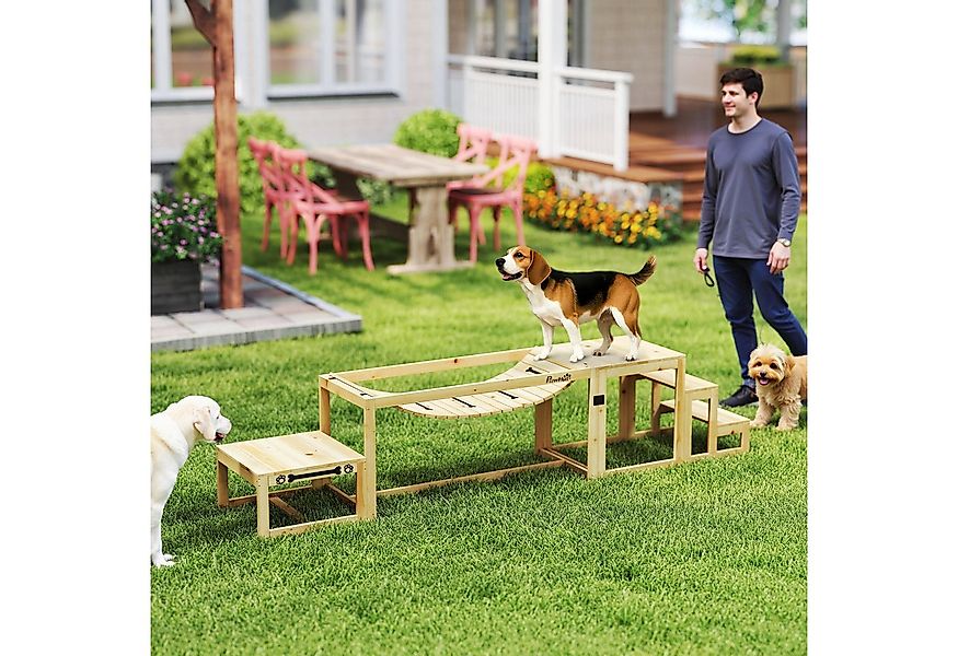 PawHut Agility-Hürde 4er-Set Hundetraining mit Brücke, Treppe, Plattform, T günstig online kaufen
