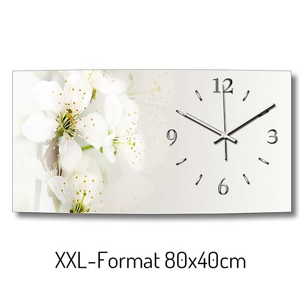Kreative Feder Funkwanduhr 3D Design-Wanduhr "Weiße Blüte" aus gebürstetem günstig online kaufen