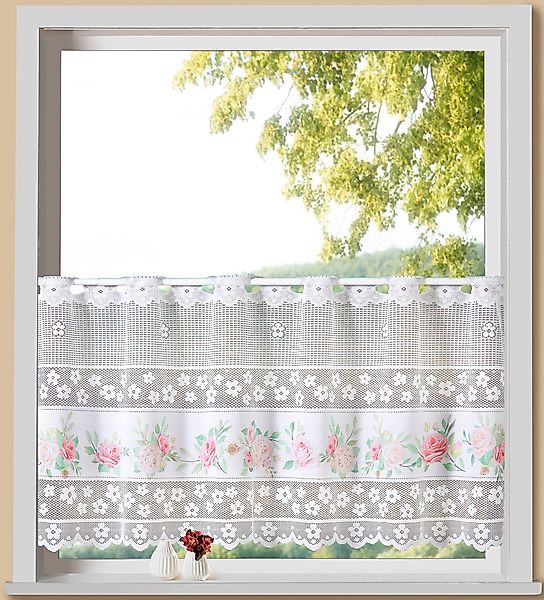 Weckbrodt Scheibengardine »Rosen« Stangendurchzug 1 Stk. tlg. Bistro, Jacqu günstig online kaufen