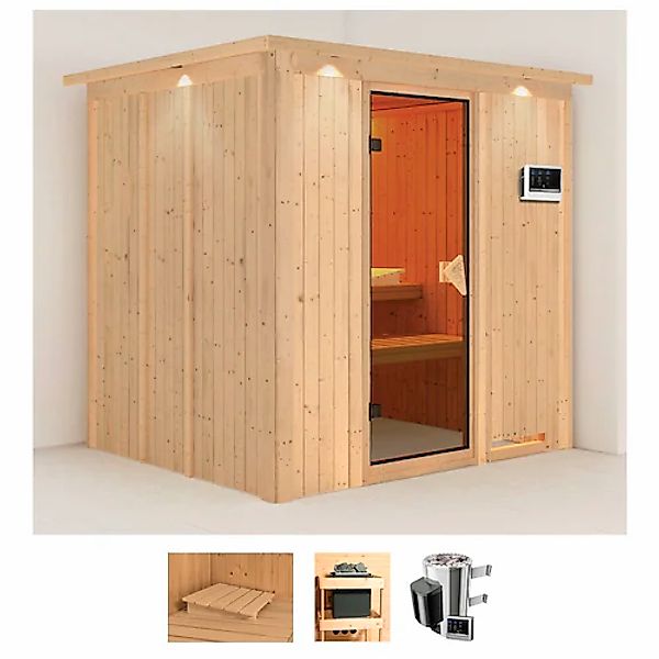 Karibu Sauna »Dima« Set, 3,6-kW-Plug & Play Ofen mit externer Steuerung günstig online kaufen