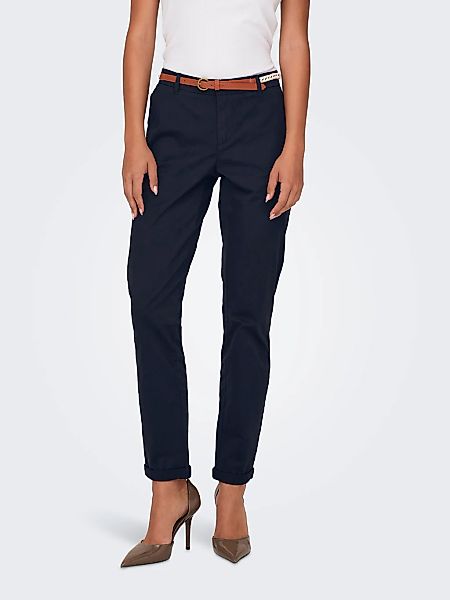 ONLY Chinohose "ONLBIANA – Chinohose mit Gürtel und Umschlagsaum" slim fit, günstig online kaufen