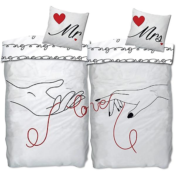 BERONAGE Partnerbettwäsche Mr. & Mrs. Partnerbettwäsche günstig online kaufen