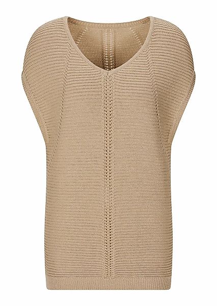 GOLDNER Rundhalspullover "Rippstrickpullover mit V-Ausschnitt" gold farbige günstig online kaufen