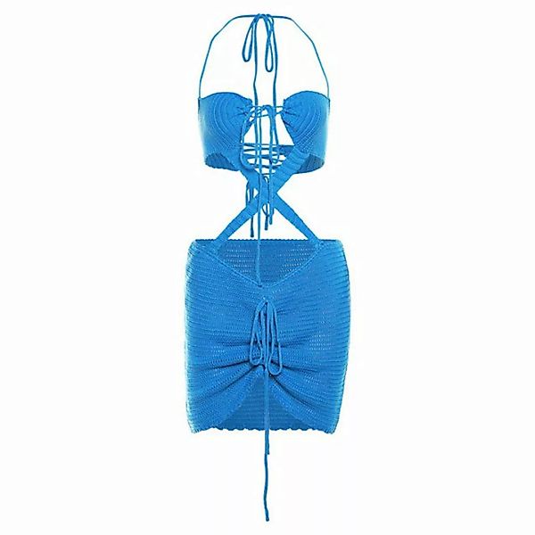 ZWY Dirndl Neckholder-Kleid aus hohlem rückenfreiem Strick Schlinge Eleganz günstig online kaufen