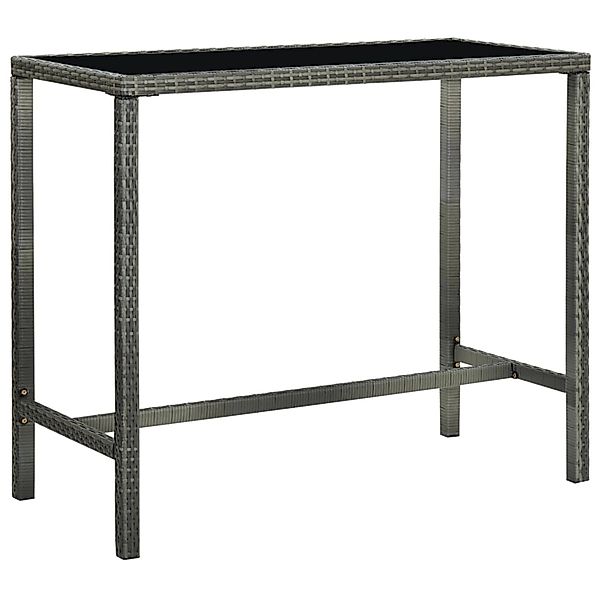 vidaXL Garten-Bartisch Grau 130x60x110 cm Poly Rattan und Glas 313462 günstig online kaufen