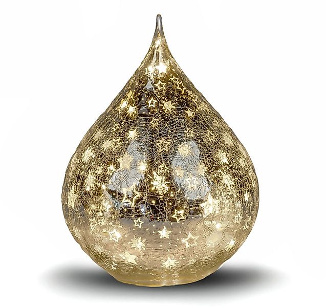 formano LED Dekolicht LED Deko Tropfen Sterne Silber 16 cm Glasleuchte Crac günstig online kaufen