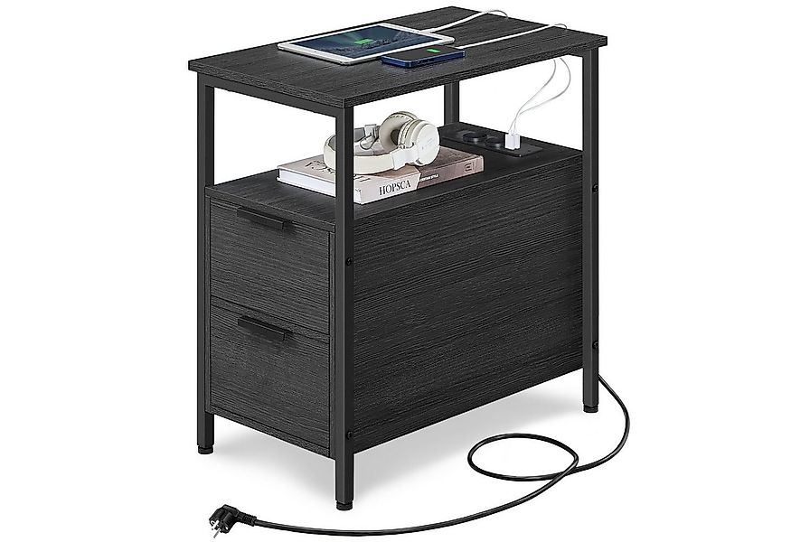 VASAGLE Beistelltisch (1-St), Nachttisch mit Steckdosenleiste, 2 Schubladen günstig online kaufen