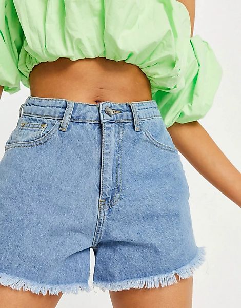I Saw It First – Ausgefranste Jeansshorts in Stone-Waschung-Weiß günstig online kaufen