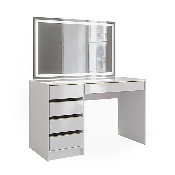 Vicco Schminktisch Sherry, Weiß/Gold, 120 cm mit LED-Spiegel (1-St) günstig online kaufen