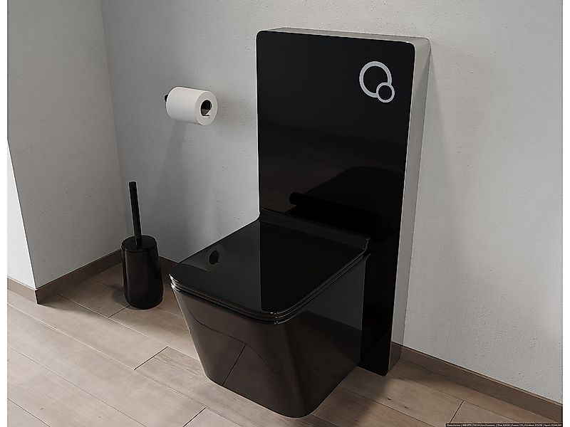 Sparset - Wand-WC - Schwarz glänzende Keramik mit dekorativem Trägergestell günstig online kaufen