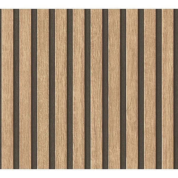 PROFHOME 391091-GU Holz Tapete Streifen Matt Beige Braun Schwarz 0,53 m x 1 günstig online kaufen