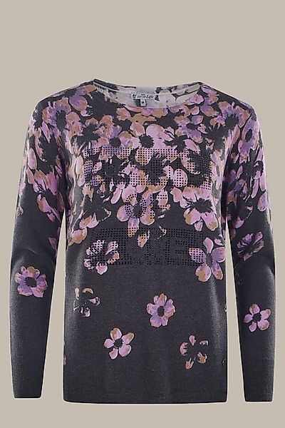 Hajo Rundhalspullover Damen Pullover mit Blütendruck günstig online kaufen