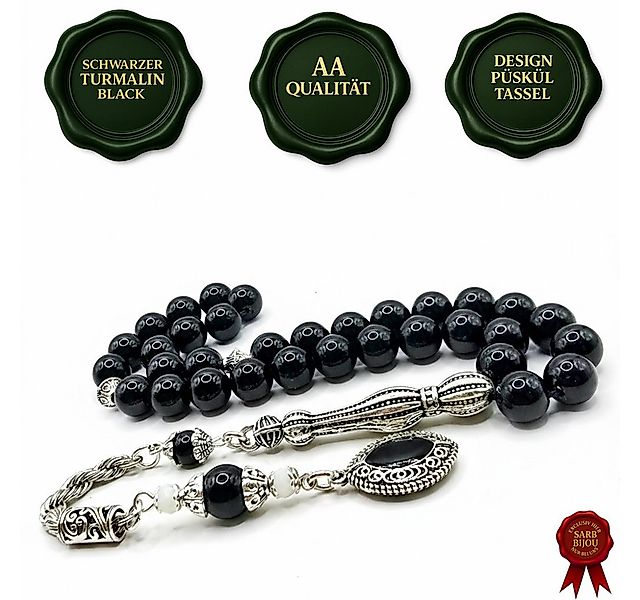 M-Punkt24 Kettenanhänger Tesbih Tespih Naturstein Küre Rund (Siyah Schwarze günstig online kaufen