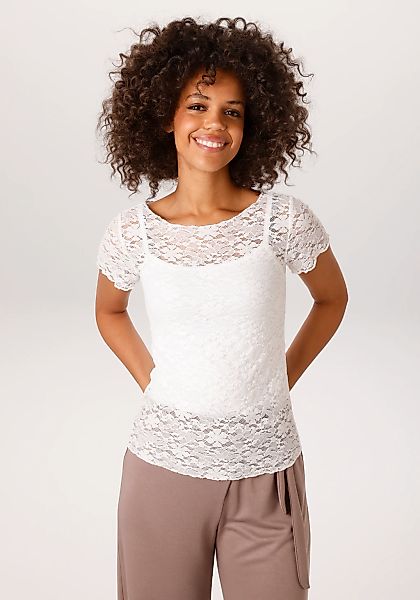 Aniston CASUAL T-Shirt aus floraler Häkelspitze - NEUE KOLLEKTION günstig online kaufen