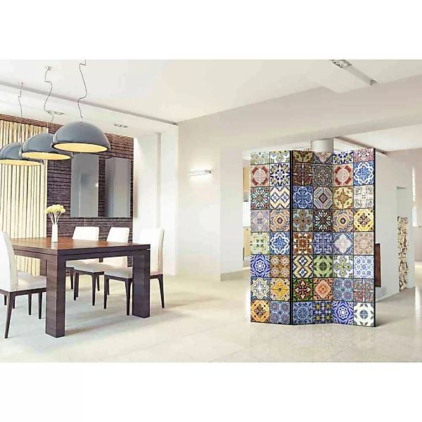 Paravent Sichtschutz mit buntem Mosaik Muster 135 cm breit günstig online kaufen
