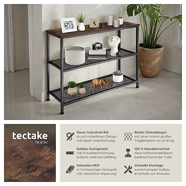 tectake Konsolentisch Beistelltisch Bristol 100x30x81cm, Industrial günstig online kaufen