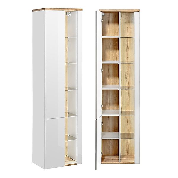 Lomadox Hochschrank BERMUDA-56 weiß Hochglanz mit günstig online kaufen