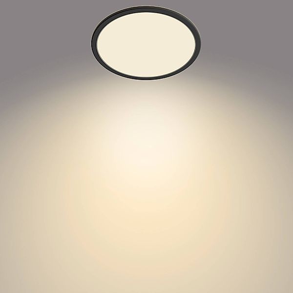 Philips SuperSlim LED-Deckenlampe, IP44, Ø 24,5 cm, schwarz günstig online kaufen