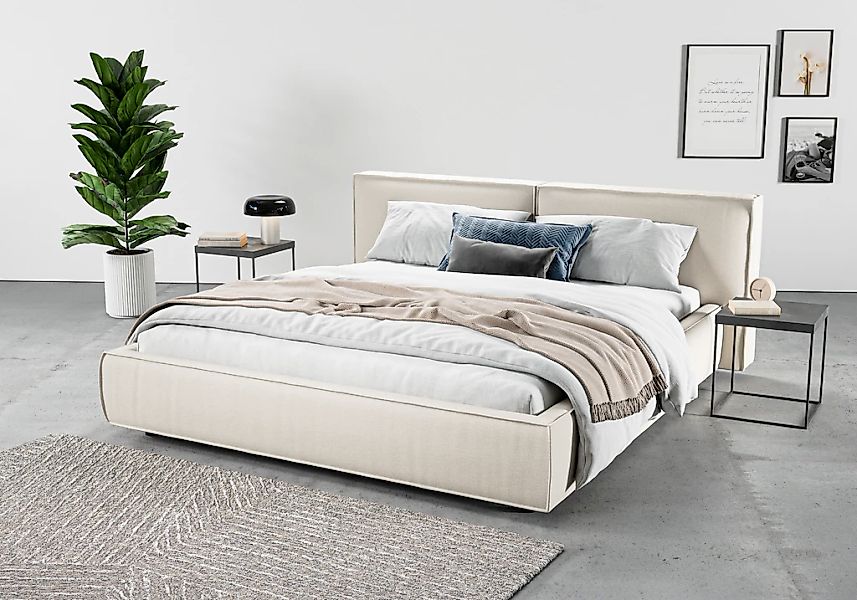 Home affaire Polsterbett "Adrina mit Biesenoptik, Feincord und Luxus-Microf günstig online kaufen